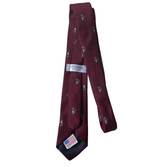 Rare Vintage Disney Mickey Mouse Golf Tie | Slim Burgundy Silk, USA, Cervantes - Picture 2 of 4